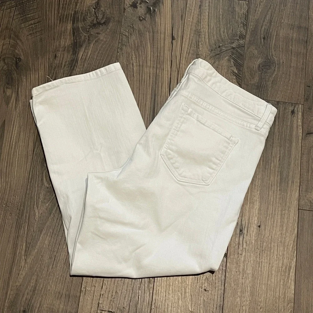 Nine West Chrystie Capri Jeans Womens 12 White Stretch Denim Cropped Pants